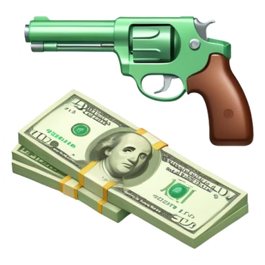 cash gun shooting dollar bills sticker