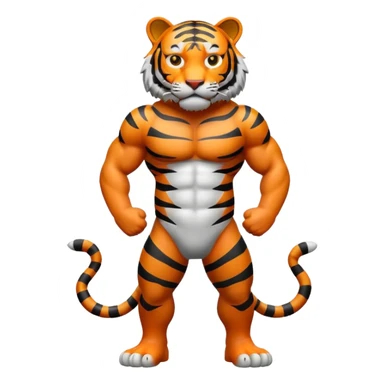 Tiger emoji, full body, 3D emoji style sticker