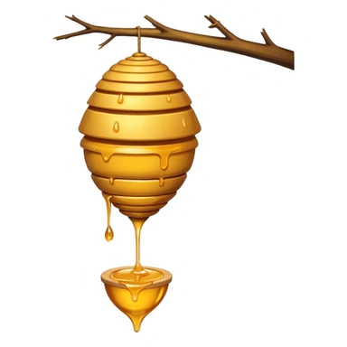A hanging beehive dripping golden honey from its base. sticker