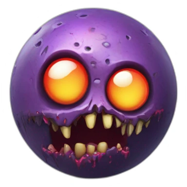 3d sphere with a cartoon pensive poppy Zombie skin texture with underdeveloped eyes sticker