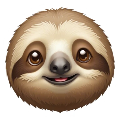 Cinematic Cute Sloth Portrait Emoji, Head tilted playfully and inquisitively, with a delightfully relaxed expression accented by a soft, fuzzy Fur and round, sparkling eyes filled with charm, Simplified yet irresistibly adorable features, highly detailed, glowing with a warm, gentle glow, high shine, affectionate and laid-back, stylized with a touch of whimsical laziness, bright and endearing, soft glowing outline, capturing the essence of a mischievous yet loving sloth that seems as if it could slowly dangle out of the screen into your arms! sticker