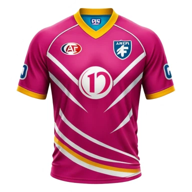 Cinematic Realistic image of an AFL jersey rendered in vibrant team colors with detailed fabric textures and dynamic creases, illuminated by bold, stadium lighting that accentuates its sporty character sticker