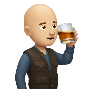 Bald guy drinking whiskey sticker