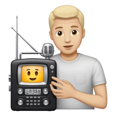 radio amateur setting up his radio station sticker