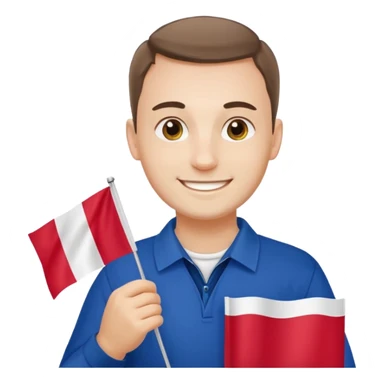 realistick polish man with poland flag sticker