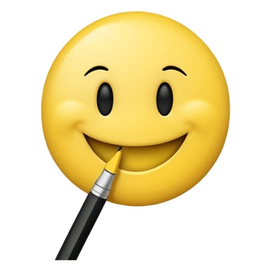 Smiley face sucking on pen ￼￼ sticker