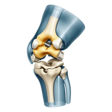 3D render of Metal Plate in Knee, X-Ray imaging aesthetic, translucent materials showing internal structure, white leg bones with bright opaque white metal screws, medical scan style, Apple emoji style, isolated on white background --v 6.0. sticker