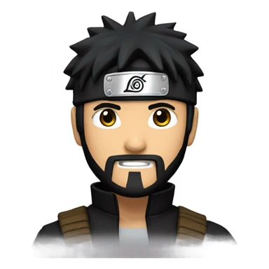 Naruto With Black hair and Black beard , Black Ninja jacket sticker