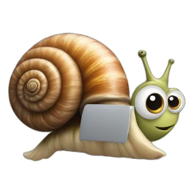 a snail with a computer sticker
