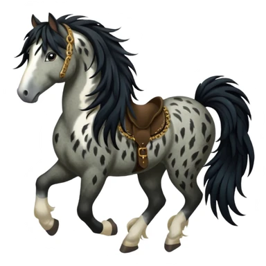 Dark bay gypsy cob with black feathers and mane sticker