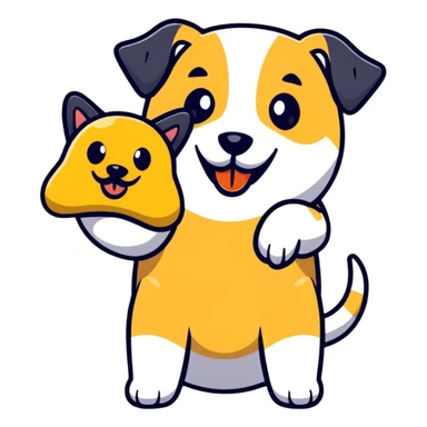 playful emoji eating a dog sticker