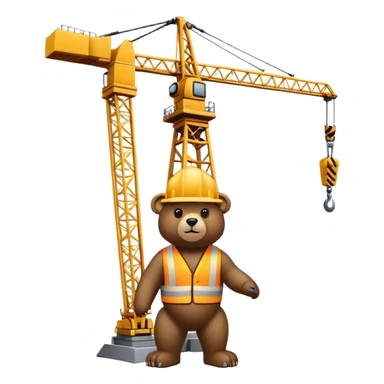 Bear operating a construction crane sticker