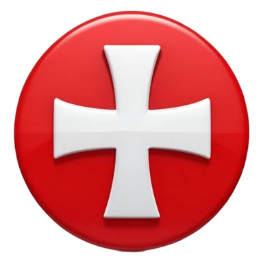 Red circular cross icon, white X symbol in center, glossy 3D button style, smooth surface, soft shadow, minimal design, centered composition, high resolution sticker