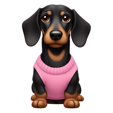 Black & tan sausage dog wearing pink jumper  sticker