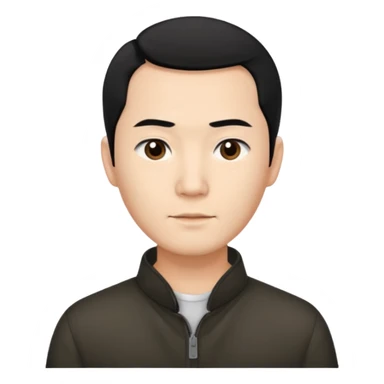 Create an emoji-style image of an Asian man with a middle-part hairstyle and a receding hairline. sticker