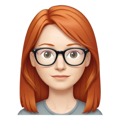 middle age Red head long straight hair pale skin wearing glasses sticker