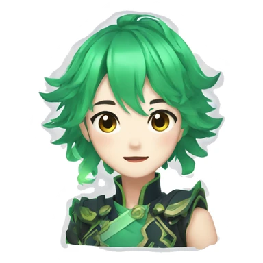 Xiao from genshin impact green hair sticker