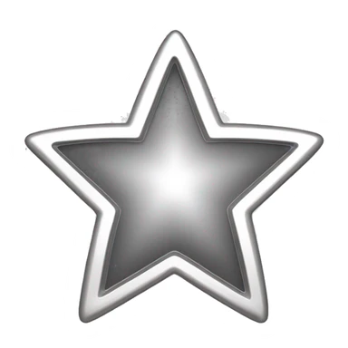 Create a silver star emoji identical to the classic gold star emoji (⭐️). It should match the same size, shape, and smooth shading, but in metallic silver. Keep the design simple and glossy, just like the original Apple star emoji. Rounded ends sticker