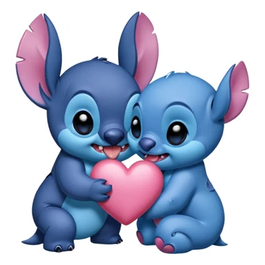 Puedes crear un Match de Stitch (azul y rosada) por separado simulando que se dan un beso, tipo sticker OS phone sticker