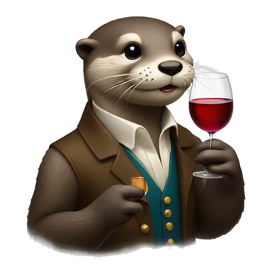 Otter with a glass of wine and a cigarette in his hands sticker