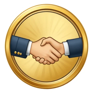 circular achievement style badge border for brand loyalist featuring a handshake and classy border  sticker