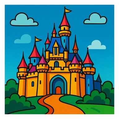 disney castle, vibrant toon style sticker