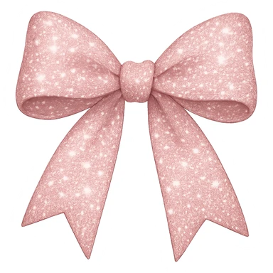 girly sparkling hair ribbon, pink color, no background, shiny and cute sticker