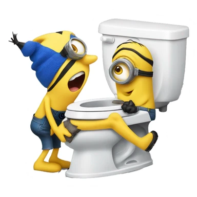 Skibidi toilet kissing a minion  sticker