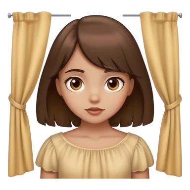 girl with a curtain bang brown hair sticker