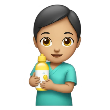 Indonesian girl with baby bottle sticker