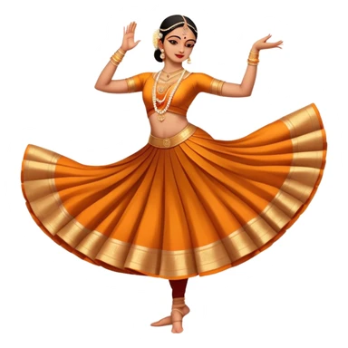 cinematic-realistic-bharatanatyam-dance-emoji,-depicted-as-an-elegant-classical-indian-dance-performance-with-graceful-poses,-intricate-costumes,-and-expressive-hand-gestures,-rendered-with-rich-textures-and-warm-dramatic-lighting, single dancer full body  sticker
