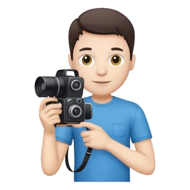 cameraman hold a camera, white skin and tshirt sticker