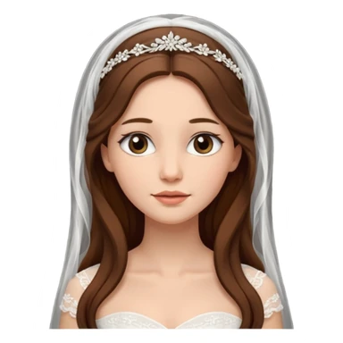 Blonde skin bride with a long veil with brown hair with a chin on her face sticker