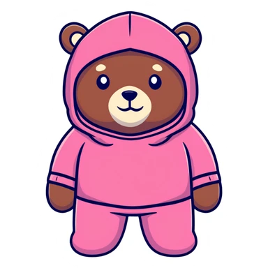 bear wearing a pink balaclava, cartoon sticker sticker