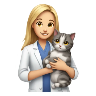 cat cuddles veterinarian girl sticker