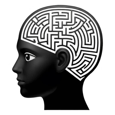 silhouette of a head with a maze inside sticker