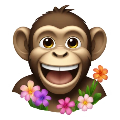A monkey that grins at flowers sticker