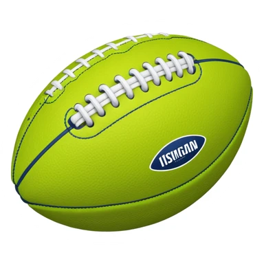 American football with lime green leather and navy-blue stitching sticker