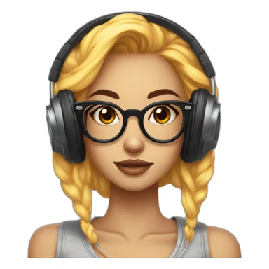 tattoo girl pose with  glasses headphones an micro tumblr sticker