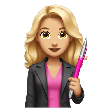 elle woods with brown hair holding pink pen  sticker