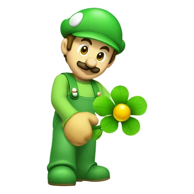 luigi holds a flower sticker