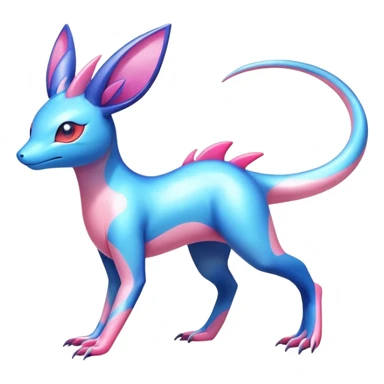 Colorful Shiny Exotic Amaura-Salandit-Aurorus-Sylveon-Fakémon-hybrid-creature (full body)  sticker