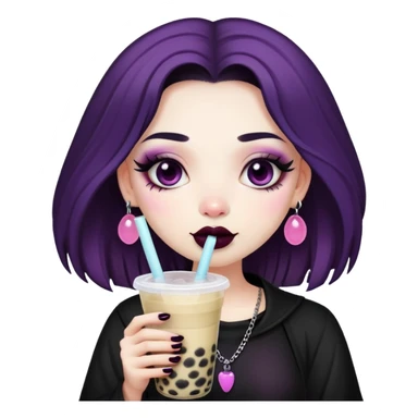 Goth Latina drinking bubble tea sticker