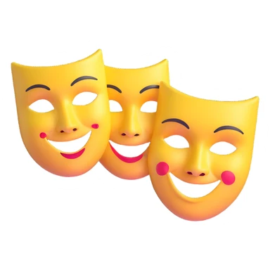 theatre masks with one mask smiling broadly and one mask frowning deeply, comedy and tragedy contrast sticker