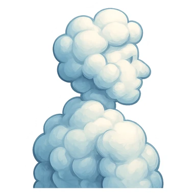 person fully made of voluminous cartoon clouds, shoulder view, looking straight sticker