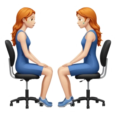 ginger woman with bad posture on chair from the side - even worse posture sticker