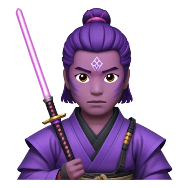 samurai with laser sword, purple sticker