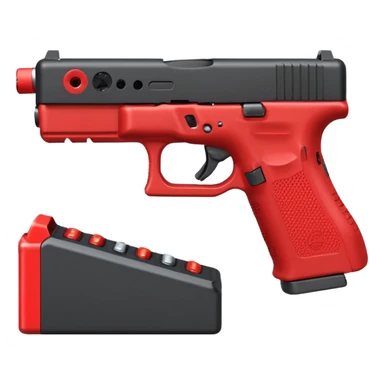 a red glock 20 with a drum mag inside of it with a red flag like people wear in real life with a incognito switch in the back plate sticker
