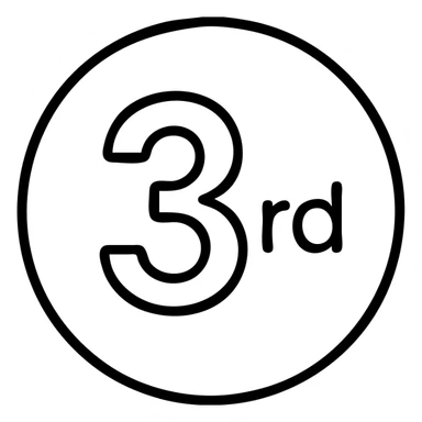first ,a 3 in a circle with 'rd' in the circle sticker