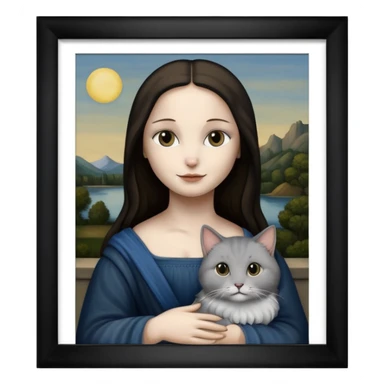 frame, painting, Mona Lisa, with cat sticker